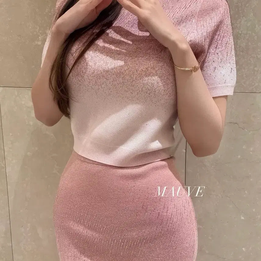 [BUNJANG] Mobshowroom Gradient Swan Knit + Skirt Set / 모브쇼룸 그라데이션 스와 니트+스커트 세트