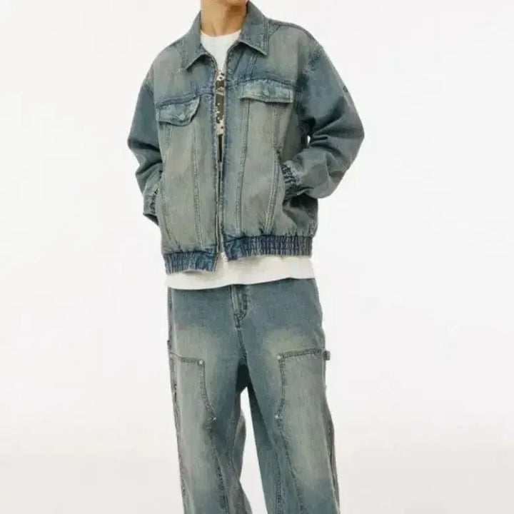 [BUNJANG] 1993 Studio Double Knee Long Zipper Carpenter Denim Pants M / (새옷) 1993스튜디오 더블니 롱지퍼 카펜터 데님 팬츠 M