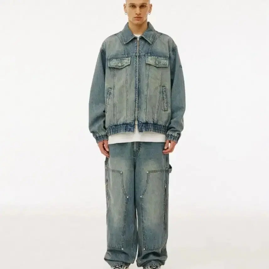 [BUNJANG] 1993 Studio Double Knee Long Zipper Carpenter Denim Pants M / (새옷) 1993스튜디오 더블니 롱지퍼 카펜터 데님 팬츠 M