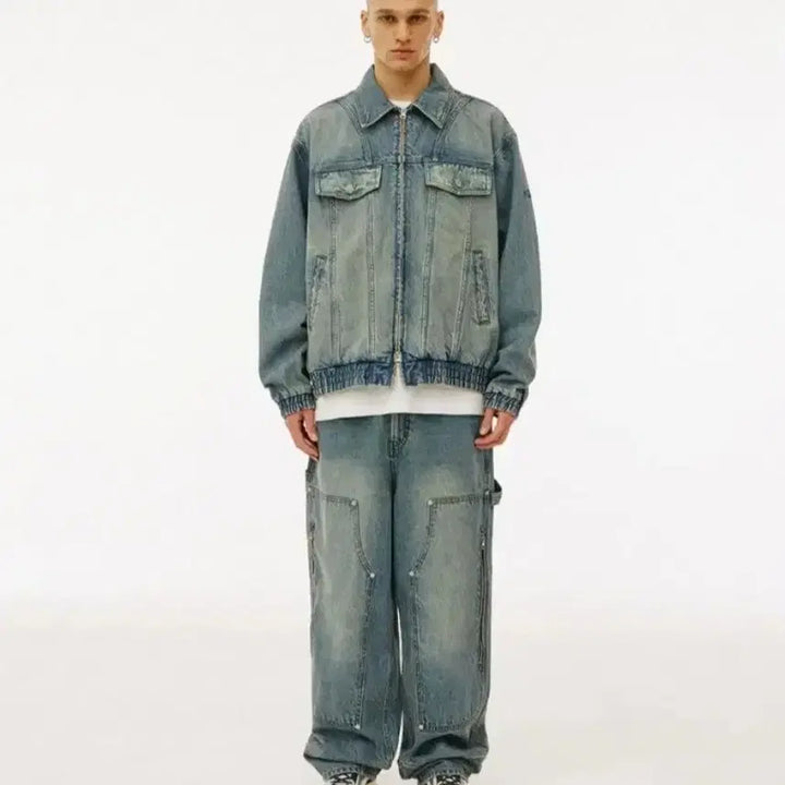 [BUNJANG] 1993 Studio Double Knee Long Zipper Carpenter Denim Pants M / (새옷) 1993스튜디오 더블니 롱지퍼 카펜터 데님 팬츠 M