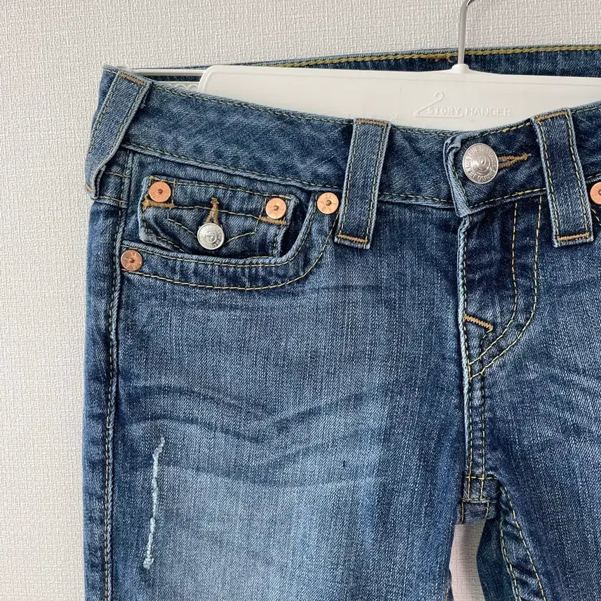 [BUNJANG] True Religion Billy Denim Jeans Size 25 Gold Trim / 트루릴리전 빌리 데님 청바지 25인치 금장