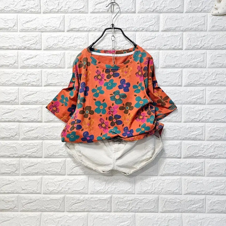 [BUNJANG] Flower Pattern Short Sleeve T-Shirt / 플라워 티셔츠