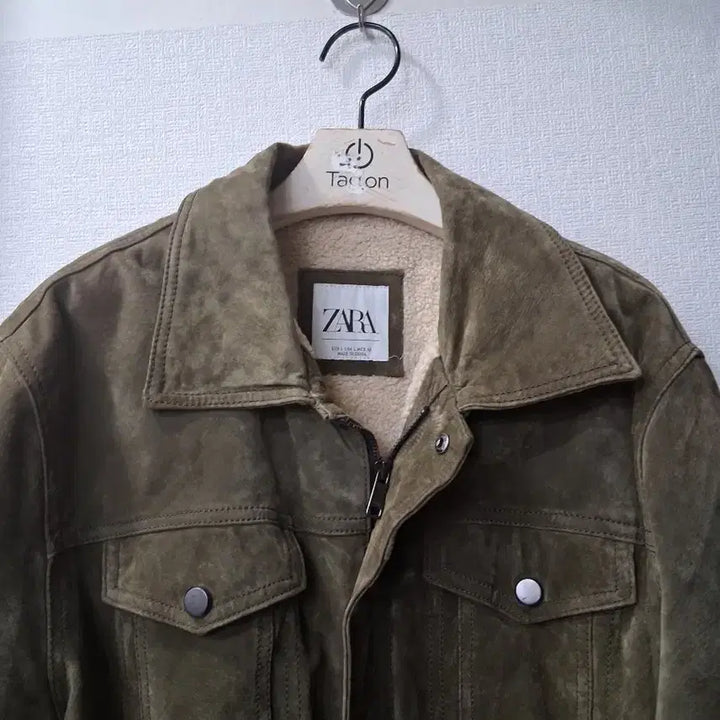 [BUNJANG] Zara Suede Trucker Jacket Khaki L / 자라 스웨이드 트러커 자켓 카키 L