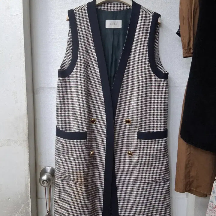 [BUNJANG] SJ Gingham Check Long Vest / SJ SJ 깅엄체크 롱 베스트 55