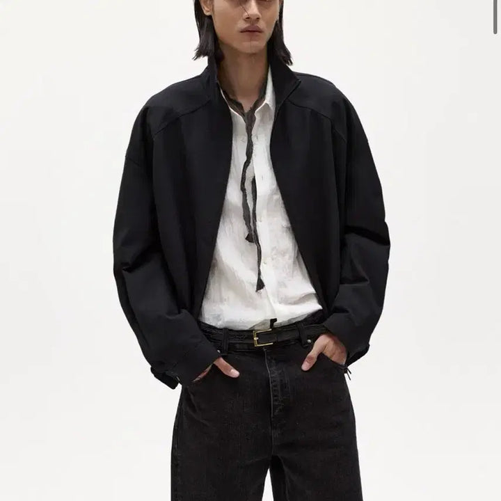 [BUNJANG] Elwood Dump Wool Cotton Rib Blouson Jumper Black / [48] 엘무드 덤프 울 코튼 립 블루종 점퍼 블랙