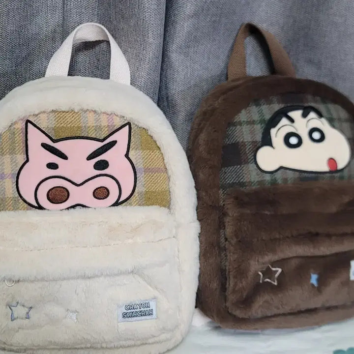 [BUNJANG] Crayon Shin-chan Fur Mini Backpack / [크레용신짱 정품] 짱구/부리부리맨 퍼 미니 백팩