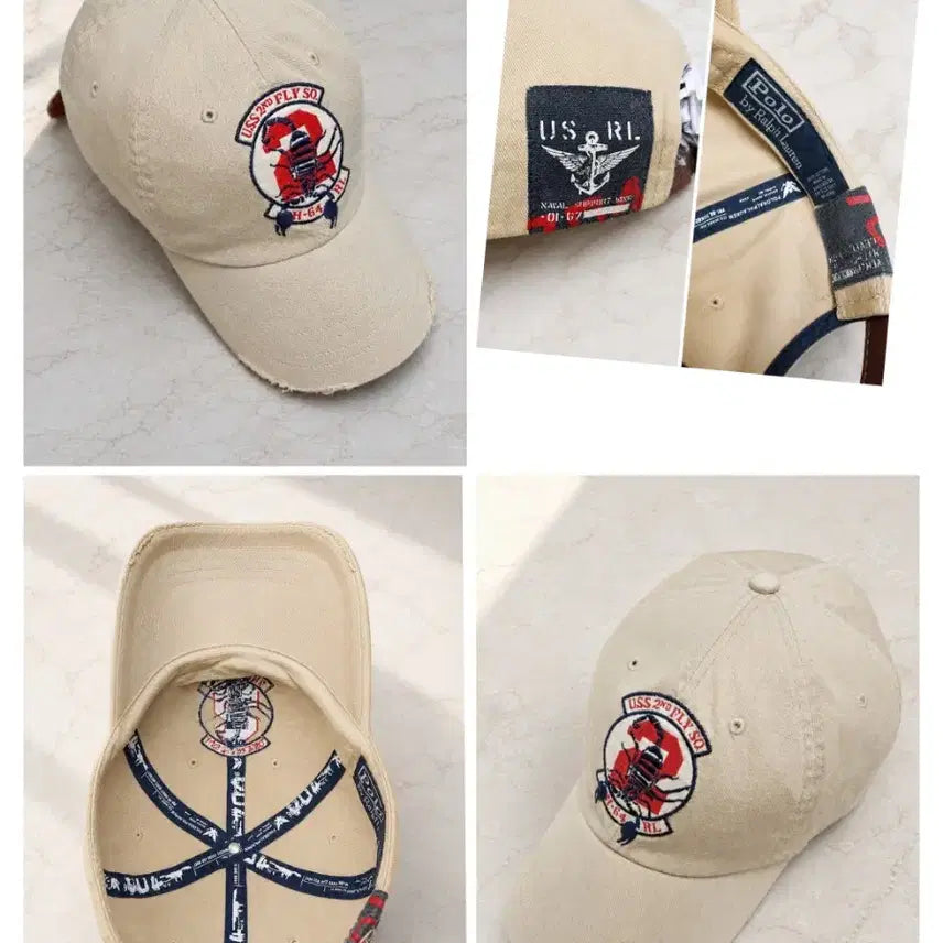 [BUNJANG] Polo Ralph Lauren USS 2nd Fly Squadron Scorpion Leather Strapback Cap / (정품) 폴로 랄프로렌 USS 제2 비행대 스콜피온 가죽 스트랩백 모자