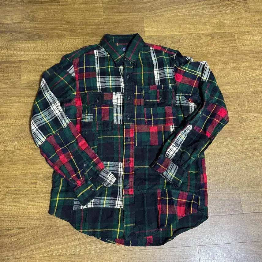 [BUNJANG] Polo Ralph Lauren Classic Fit Patchwork Flannel Shirt / 폴로 클래식핏  패치워크 플란넬 셔츠 M