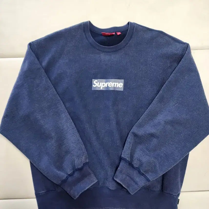 [BUNJANG] Supreme Washed Box Logo Crewneck Sweatshirt Navy XL / 슈프림 워시드 박스로고 크루넥 맨투맨 네이비 xl