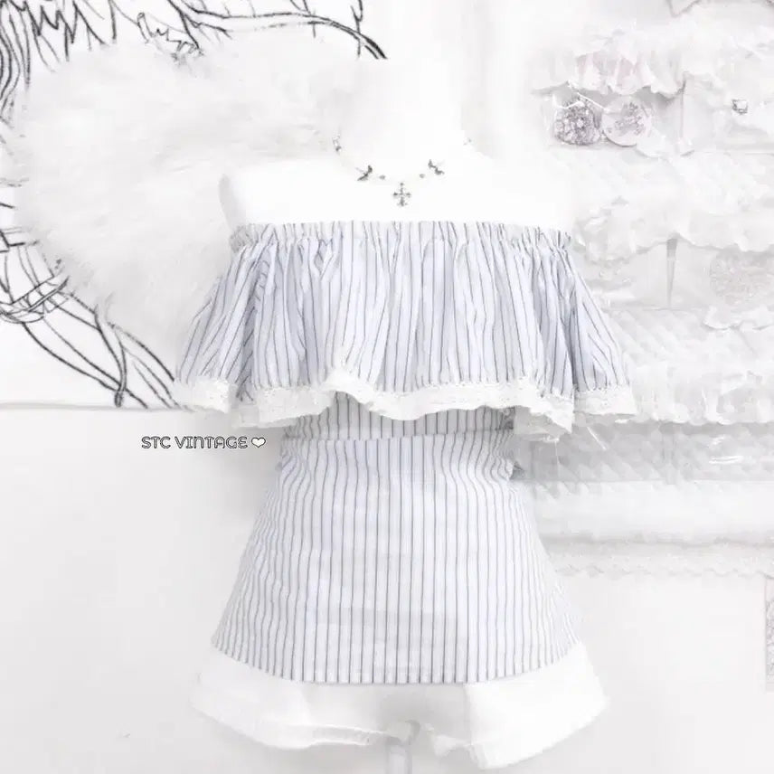 [BUNJANG] Summer Soda Off-Shoulder Blouse / 여름 소다 오프숄더 블라우스 엣팃시진리카메