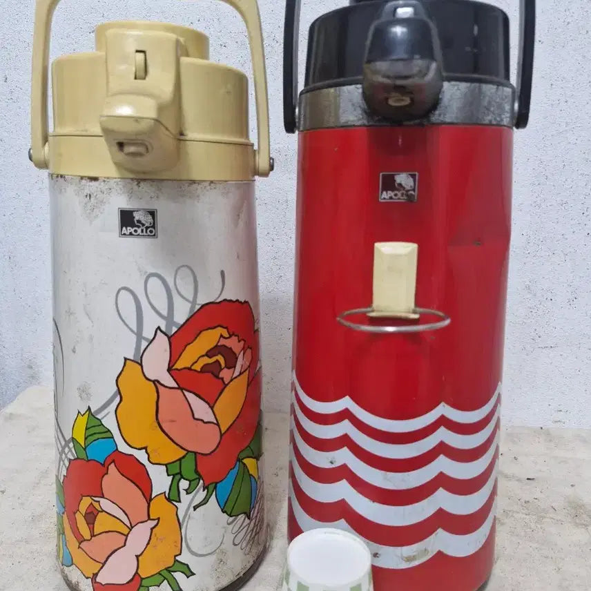 [BUNJANG] Vintage Apollo Water Bottle Thermos Set of 2 / 빈티지 근대사 아폴로 물통 보온병  2개 입니다