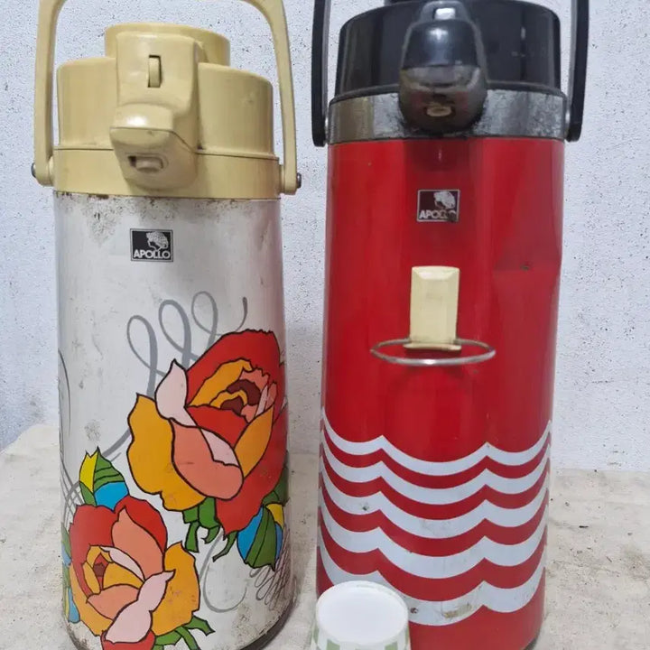 [BUNJANG] Vintage Apollo Water Bottle Thermos Set of 2 / 빈티지 근대사 아폴로 물통 보온병  2개 입니다