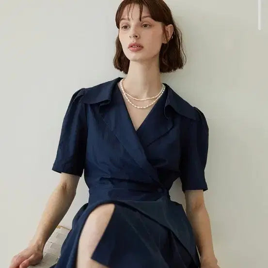 [BUNJANG] EF COCOROMIZO Asymmetric Romantic Wrap Dress / (새제품) 에프코코로미즈 언발란스 로맨틱 랩 원피스