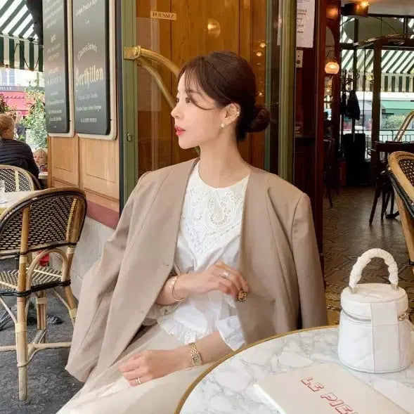 [BUNJANG] Bicini Cocoa V-Neck Jacket / [오늘만]바이씨니 코진브이자켓 (코코아)