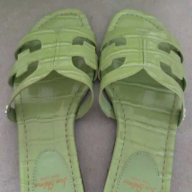 [BUNJANG] Sam Edelman Bay Pear Croco Slide Sandals (Lime Green) - US 7.5 / 245mm / 샘에델만 그린 크로커 샌들 슬리퍼 245