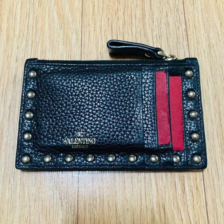 [BUNJANG] Valentino Black Stud Card Holder Full Box / 발렌티노 블랙 스터드 카드지갑 풀박스