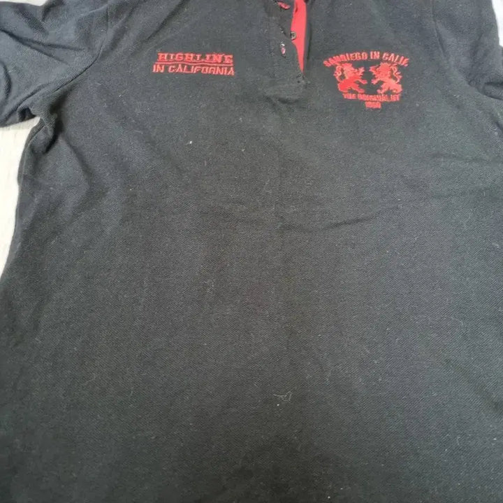 [BUNJANG] Black Red Point Short Sleeve Polo Shirt / 블랙 레드 포인트 반팔 카라티