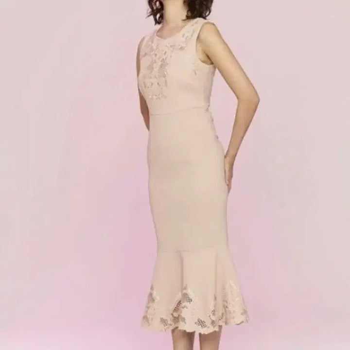 [BUNJANG] Fayewoo Lace Embroidery Mermaid Line Long Dress / fayewoo(페이우) 레이스 자수 머메이드라인 원피스 드레스