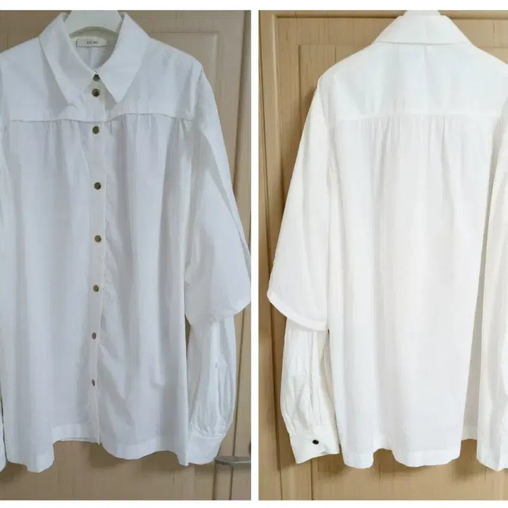 [BUNJANG] Celine Phoebe Philo Era Shirring Balloon Detail Cotton Shirt Blouse / 새상품 피비파일로 셀린느 소매 셔링 벌룬 디테일 셔츠 블라우스