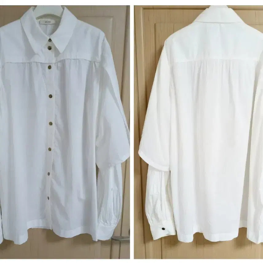 [BUNJANG] Celine Phoebe Philo Era Shirring Balloon Detail Cotton Shirt Blouse / 새상품 피비파일로 셀린느 소매 셔링 벌룬 디테일 셔츠 블라우스
