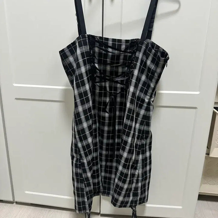 [BUNJANG] Punk Rave Plaid Corset Mini Dress with Back Ribbon / 펑크레이브 체크 코르셋 미니 원피스 백리본 고딕 펑크