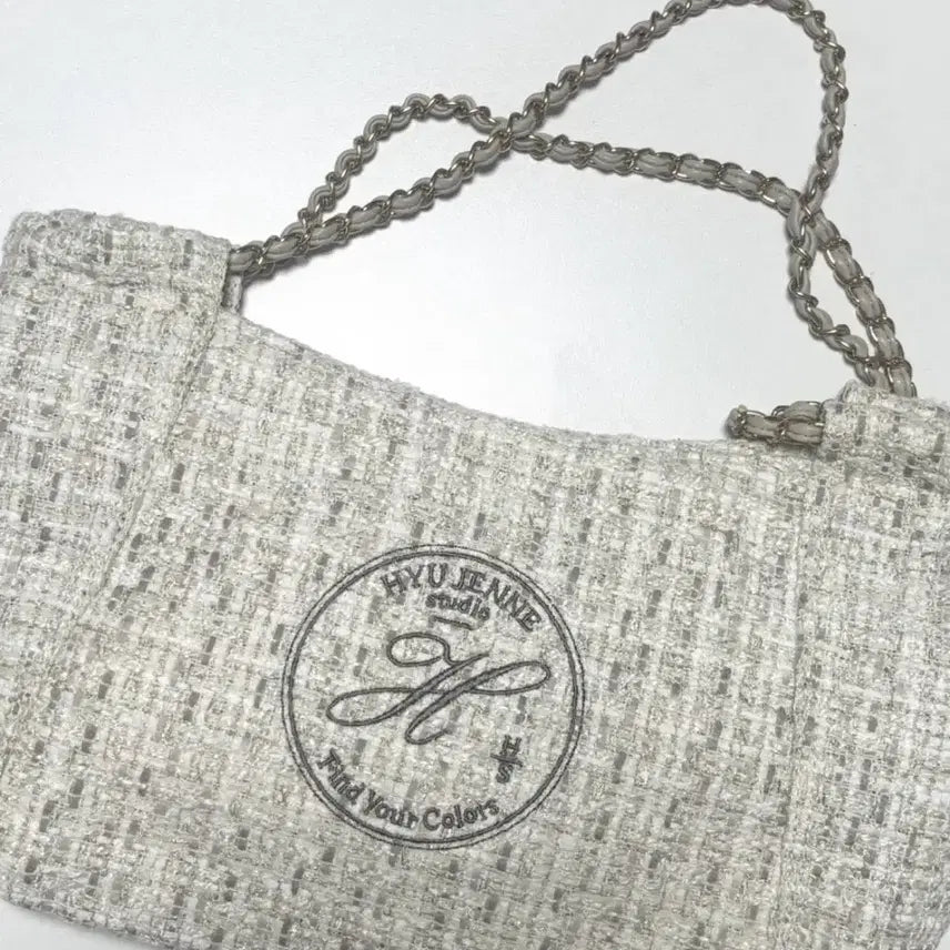 [BUNJANG] HYU.JENNE Ripa Bag Tweed Chain Shoulder Bag Cream / HYU.JENNE(휴젠느) 리파백 트위드 체인 숄더백
