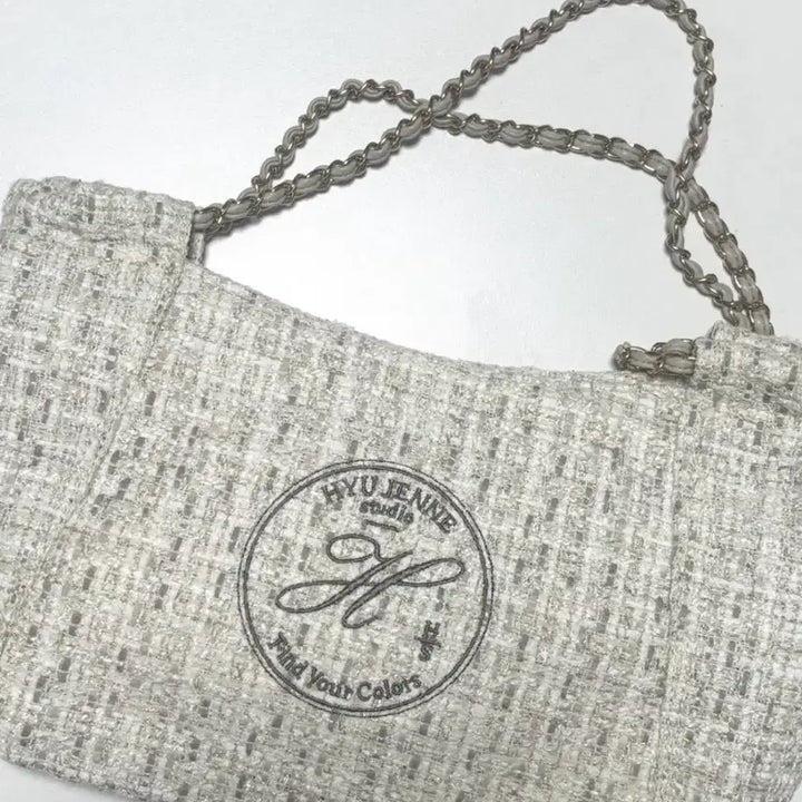 [BUNJANG] HYU.JENNE Ripa Bag Tweed Chain Shoulder Bag Cream / HYU.JENNE(휴젠느) 리파백 트위드 체인 숄더백