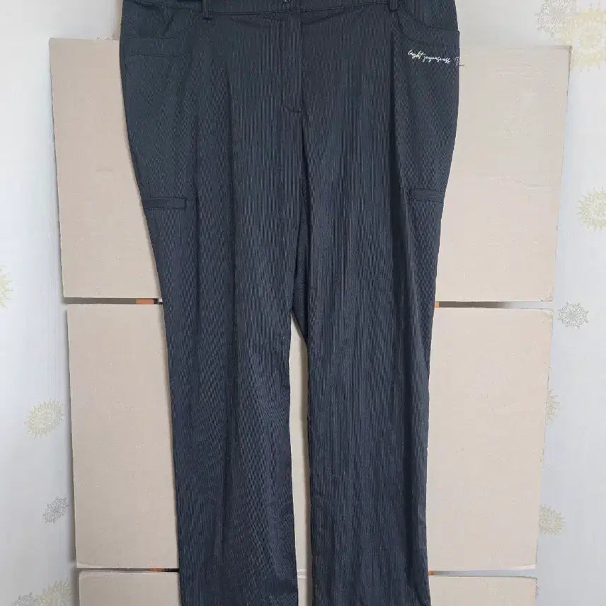[BUNJANG] Black Striped Straight Leg Pants / 여름여성바지 블랙 30 길이90 일자바지