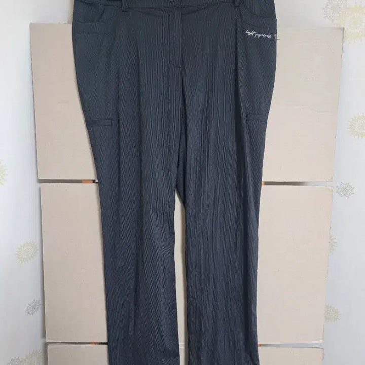 [BUNJANG] Black Striped Straight Leg Pants / 여름여성바지 블랙 30 길이90 일자바지