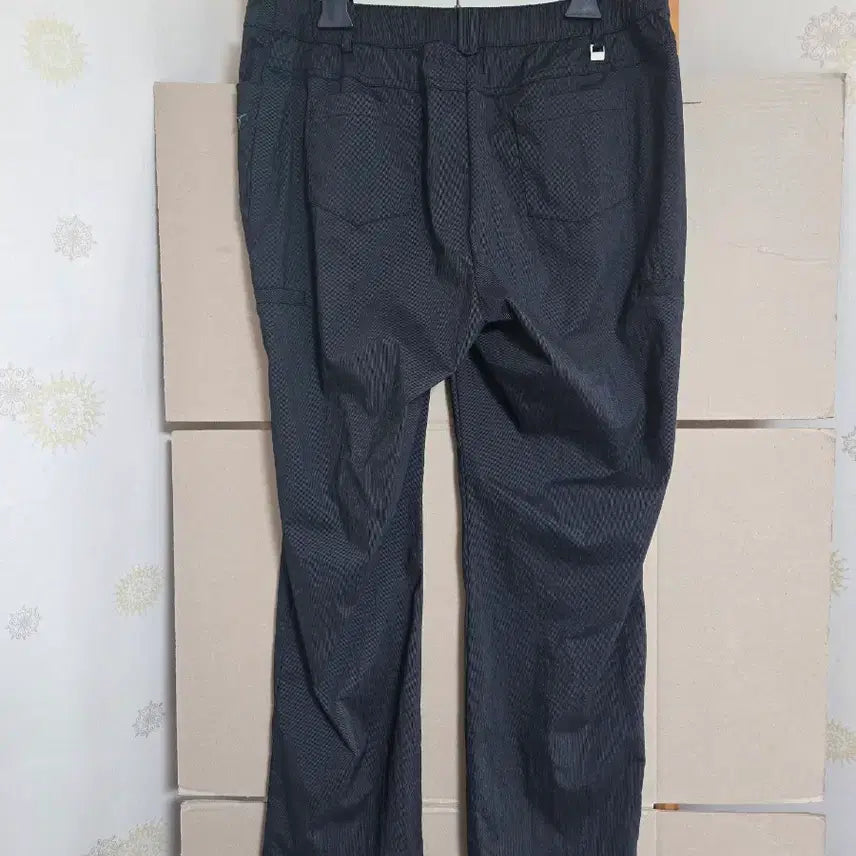 [BUNJANG] Black Striped Straight Leg Pants / 여름여성바지 블랙 30 길이90 일자바지