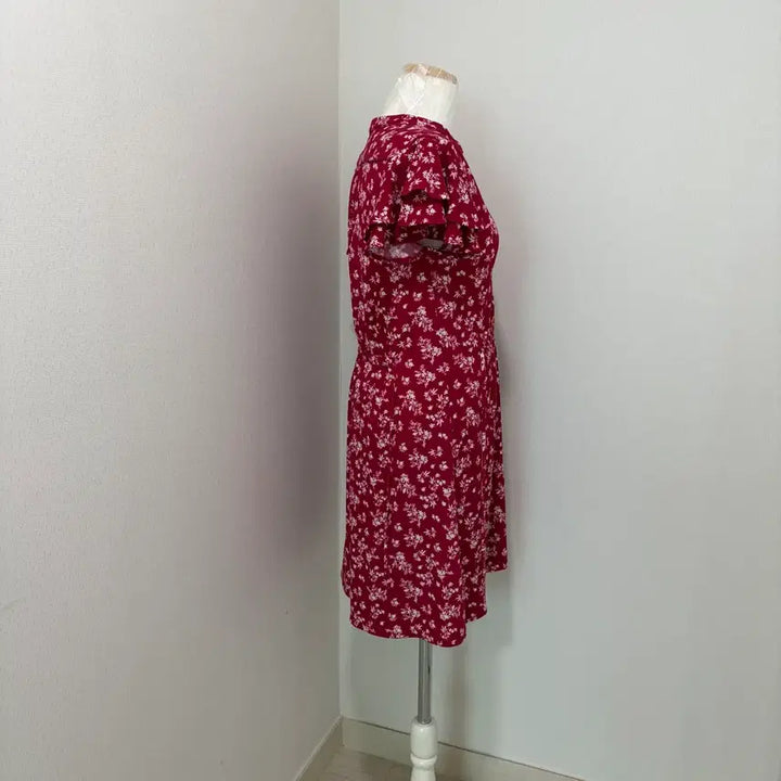 [BUNJANG] Mango Red Flower Wrap Mini Dress / 망고 레드 플라워 랩 스타일 미니 원피스