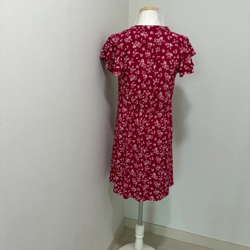 [BUNJANG] Mango Red Flower Wrap Mini Dress / 망고 레드 플라워 랩 스타일 미니 원피스