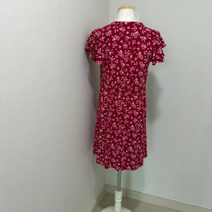 [BUNJANG] Mango Red Flower Wrap Mini Dress / 망고 레드 플라워 랩 스타일 미니 원피스
