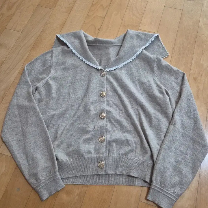 [BUNJANG] Lace Collar Knit Cardigan Beige / 레이스 카라 니트 가디건 베이지
