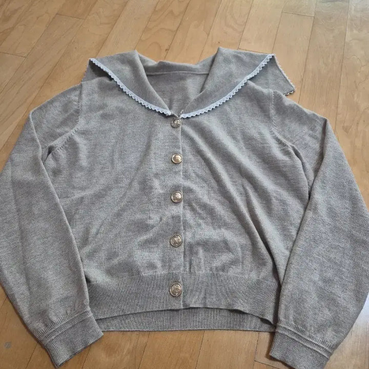 [BUNJANG] Lace Collar Knit Cardigan Beige / 레이스 카라 니트 가디건 베이지
