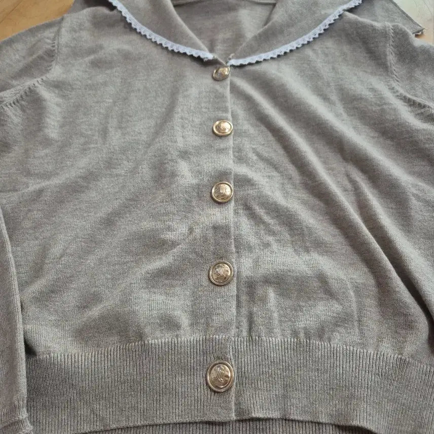 [BUNJANG] Lace Collar Knit Cardigan Beige / 레이스 카라 니트 가디건 베이지