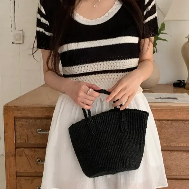 [BUNJANG] Miel Rough Knit Short Sleeve Knit Crop / 미엘 러프 니트 반팔니트 반팔 니트 크롭