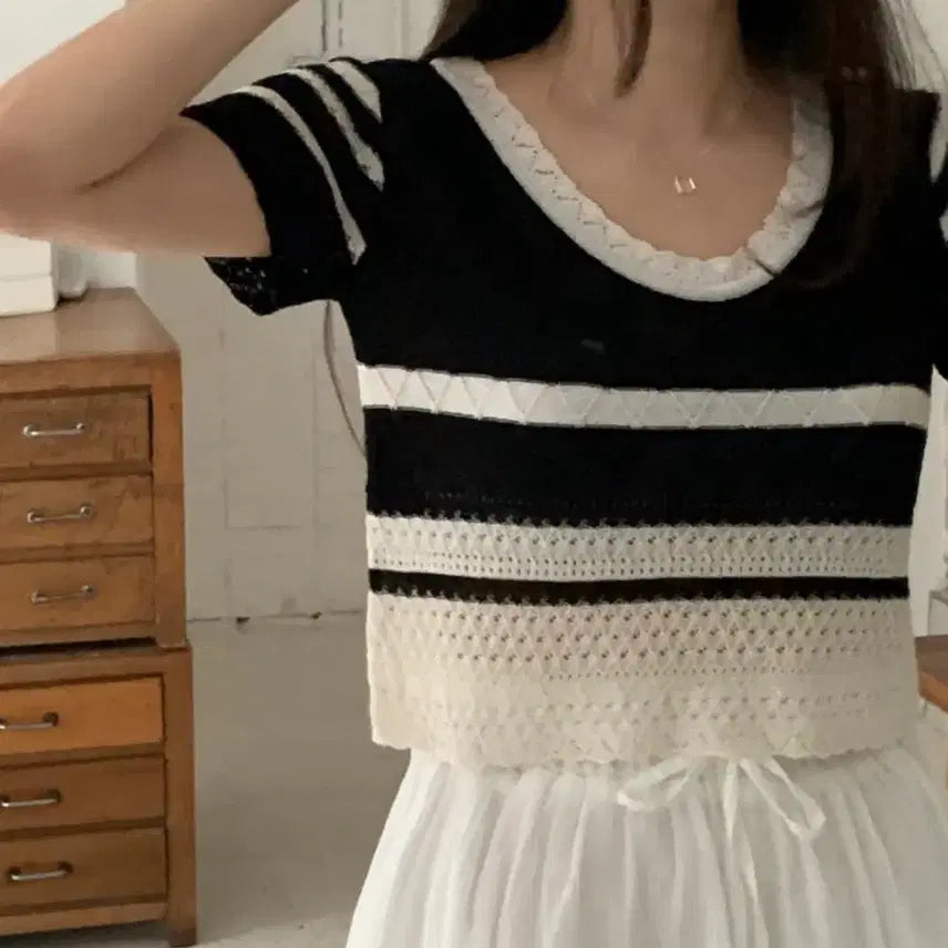 [BUNJANG] Miel Rough Knit Short Sleeve Knit Crop / 미엘 러프 니트 반팔니트 반팔 니트 크롭