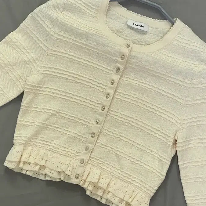 [BUNJANG] Sandro Frill Knit Cardigan / 산드로 프릴 니트 가디건