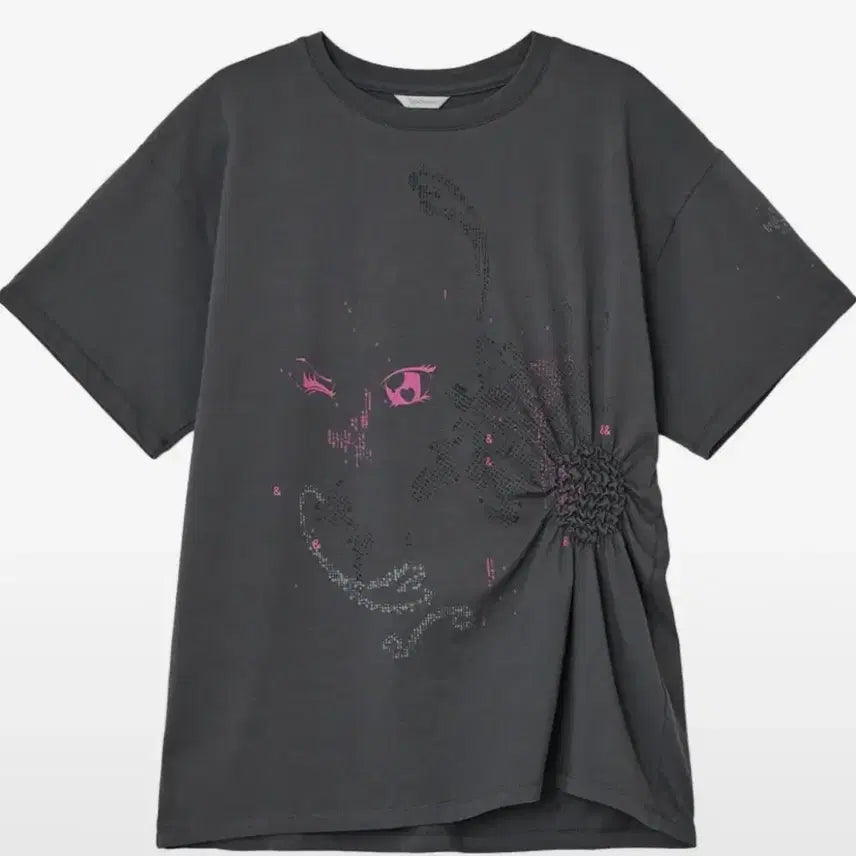 [BUNJANG] Type Service Scattered Ruched Top T-Shirt / 타입서비스 반팔 티셔츠 Scattered Ruched Top [Charc