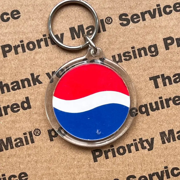 [BUNJANG] 90s Vintage Pepsi Logo Clear Frame Keyring / 90s vtg Pepsi Logo Keyring