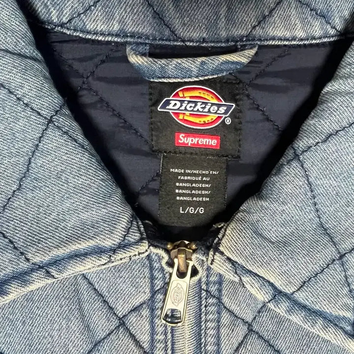 [BUNJANG] Supreme x Dickies 21FW Quilted Denim Work Jacket / [L] 슈프림 x 디키즈 퀼티드 데님 워크 자켓 데님 - 21FW