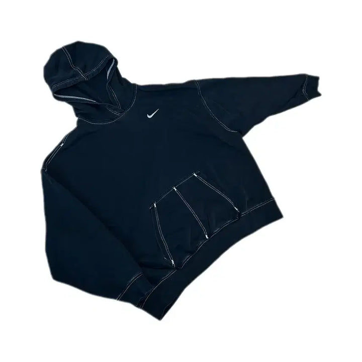 [BUNJANG] Nike Retro Stitch Swoosh Black Hoodie / 나이키 레트로 스티치 스우시 블랙 후드티