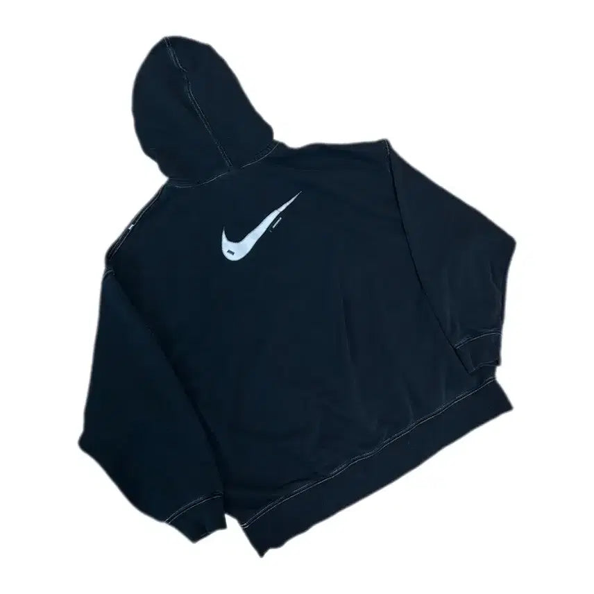 [BUNJANG] Nike Retro Stitch Swoosh Black Hoodie / 나이키 레트로 스티치 스우시 블랙 후드티