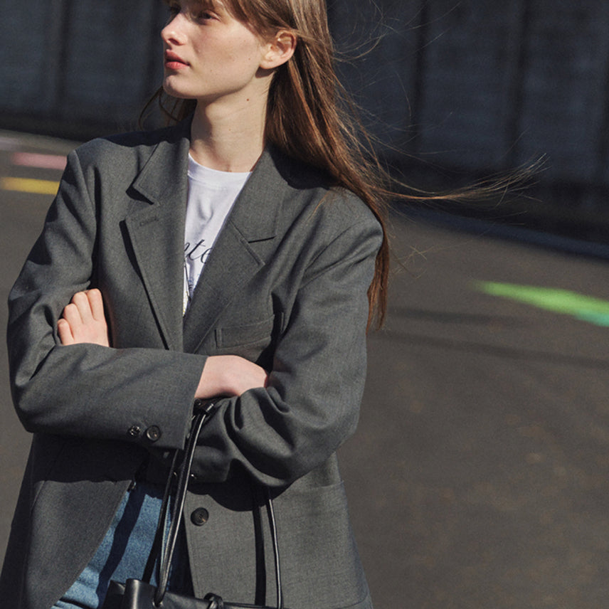 [BUNJANG] Le meure Mirel Overfit Wool Blazer Grey / 르메메 Mirel Overfit WoolBlazer Grey