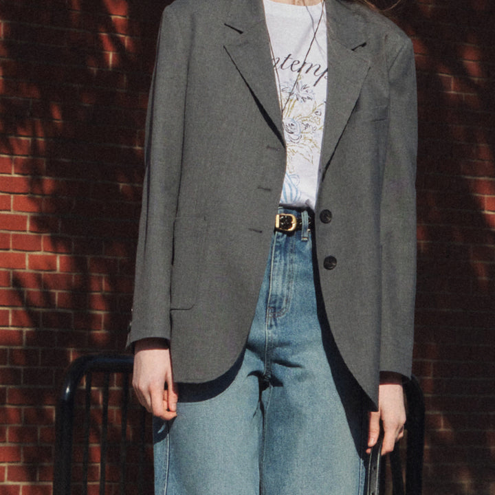 [BUNJANG] Le meure Mirel Overfit Wool Blazer Grey / 르메메 Mirel Overfit WoolBlazer Grey