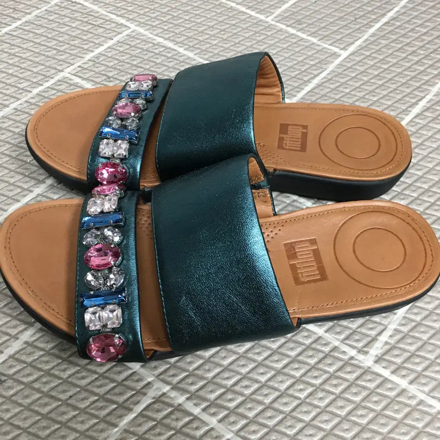 [BUNJANG] Fitflop Jeweled Slide Sandals / 핏플랍 보석 슬라이드 슬리퍼 225