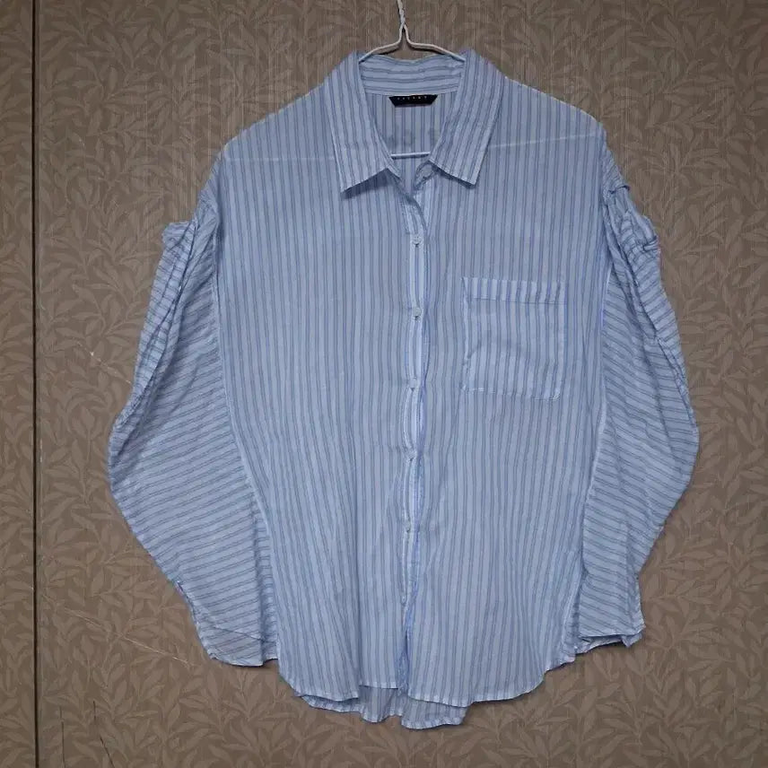 [BUNJANG] Striped Short Sleeve Shirt Blue / 스트라이프 셔츠 블루 반팔(프리)
