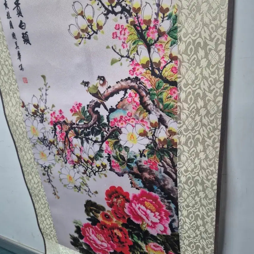 [BUNJANG] Joo Mi-hwa Bird and Flower Scroll Painting / 화조도족자