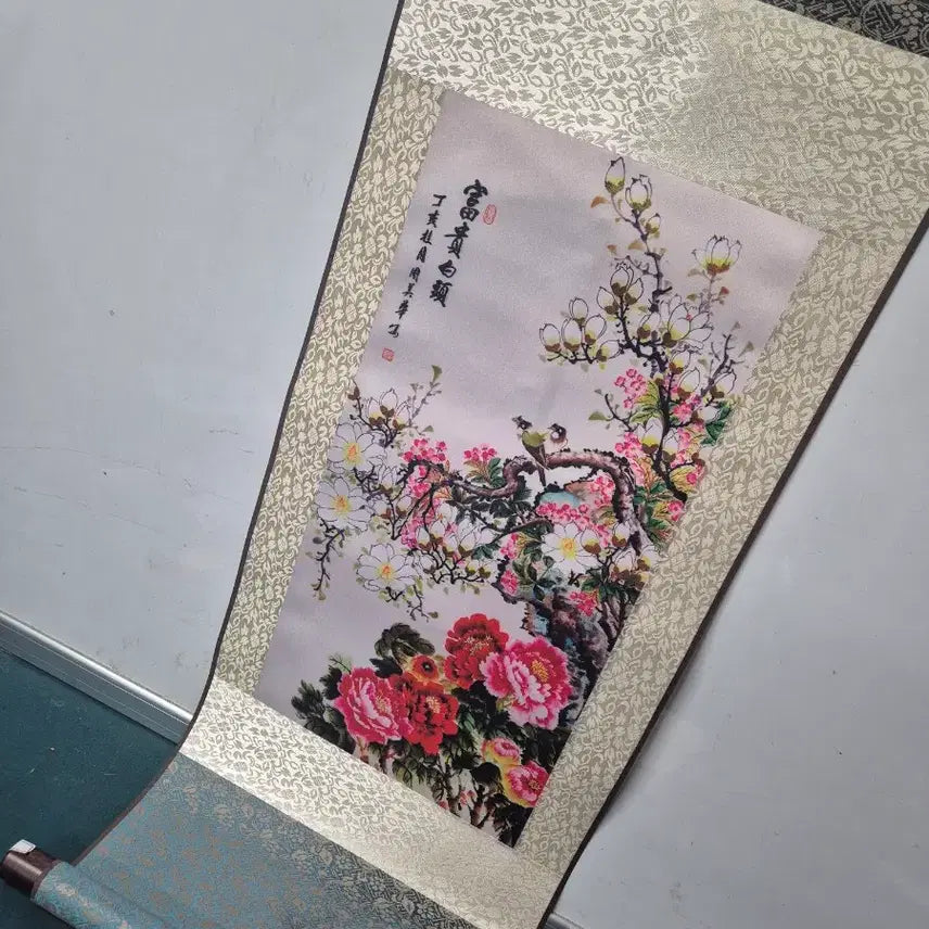 [BUNJANG] Joo Mi-hwa Bird and Flower Scroll Painting / 화조도족자
